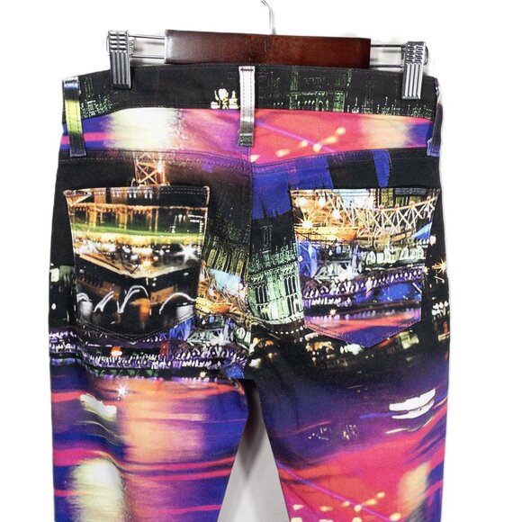RARE Hudson Nico Skinny Jeans With London Cityscape Print SZ 25 Indie Sleeze Y2K - Picture 3 of 9
